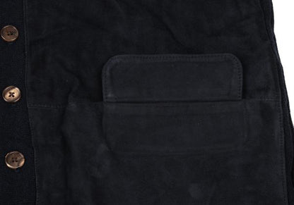 Papas+ Front Suede Panel Knit Vest Navy Size M