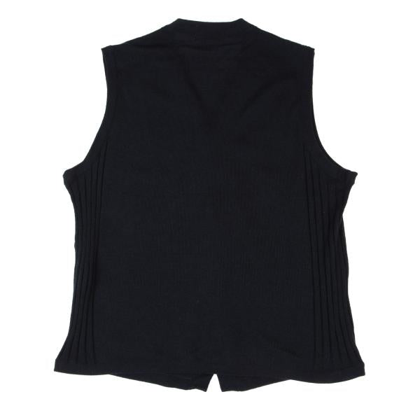Papas+ Front Suede Panel Knit Vest Navy Size M