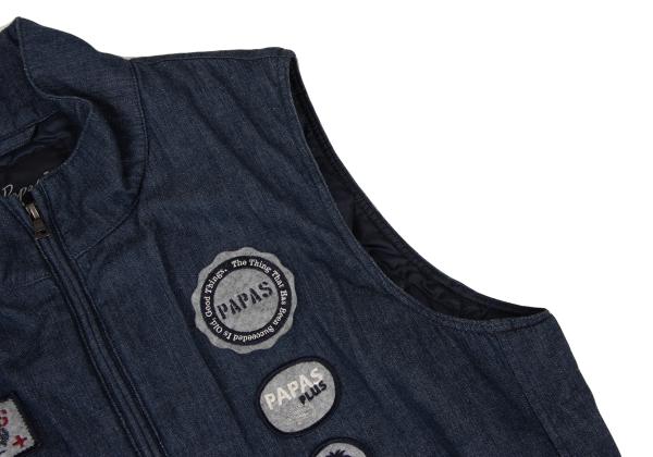 Papas Felt Patch Padded Denim Vest Indigo Size M