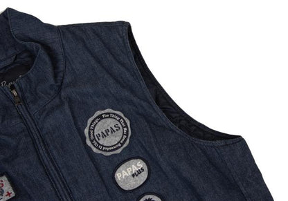 Papas Felt Patch Padded Denim Vest Indigo Size M