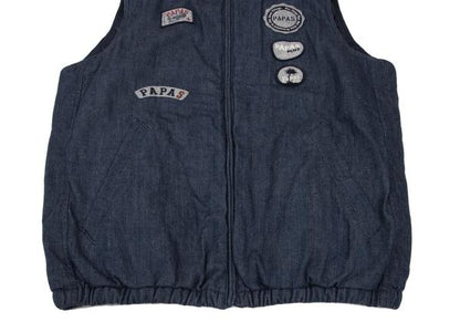 Papas Felt Patch Padded Denim Vest Indigo Size M