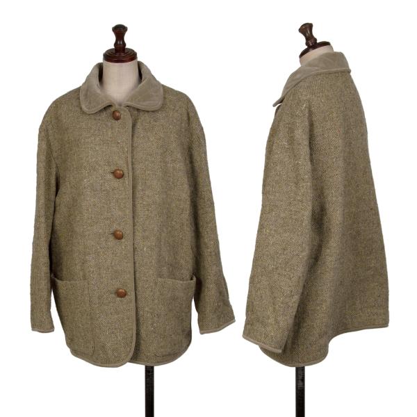 Mademoiselle NON NON HIRELANO Tweed Jacket Beige Size M