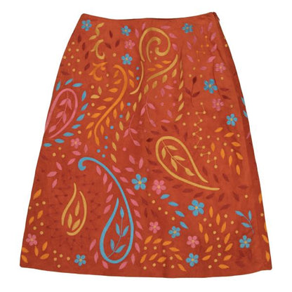 RALPH LAUREN Colorful Embroidered Pig Leather Skirt Size 9