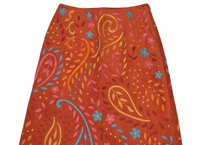 RALPH LAUREN Colorful Embroidered Pig Leather Skirt Size 9