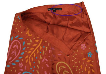 RALPH LAUREN Colorful Embroidered Pig Leather Skirt Size 9