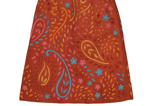 RALPH LAUREN Colorful Embroidered Pig Leather Skirt Size 9