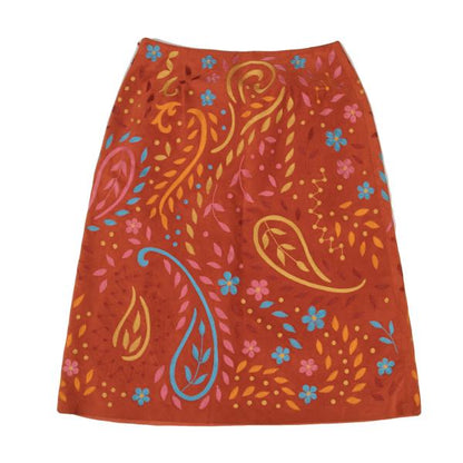 RALPH LAUREN Colorful Embroidered Pig Leather Skirt Size 9