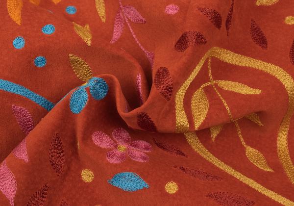 RALPH LAUREN Colorful Embroidered Pig Leather Skirt Size 9