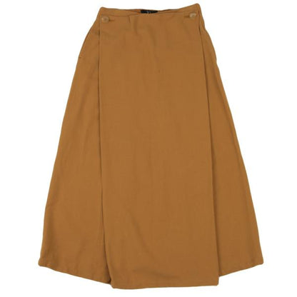 Y's Wool Front Tuck Design Midi Skirt Camel Size M