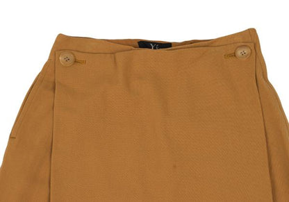 Y's Wool Front Tuck Design Midi Skirt Camel Size M