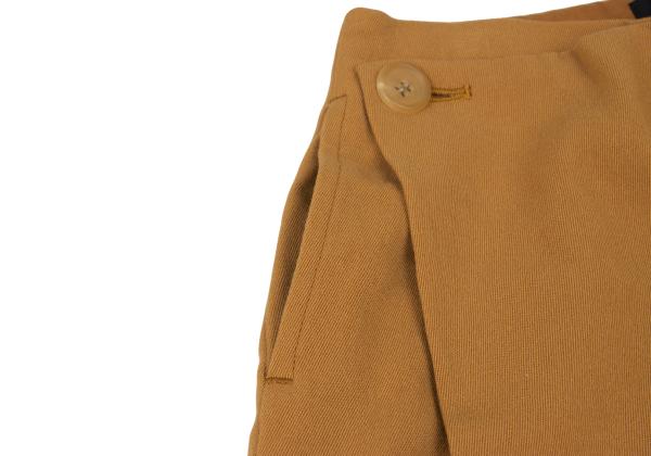 Y's Wool Front Tuck Design Midi Skirt Camel Size M