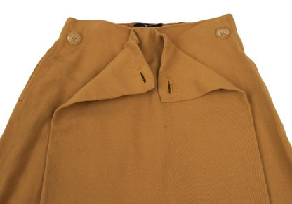 Y's Wool Front Tuck Design Midi Skirt Camel Size M