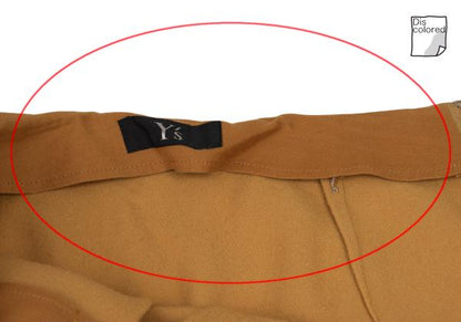 Y's Wool Front Tuck Design Midi Skirt Camel Size M