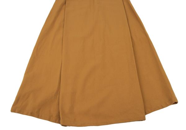 Y's Wool Front Tuck Design Midi Skirt Camel Size M