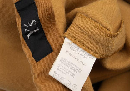Y's Wool Front Tuck Design Midi Skirt Camel Size M