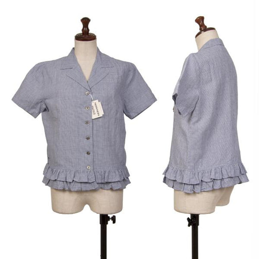 Mademoiselle NON NON Hem Frill Puppytooth Blouse Size M