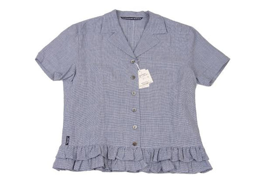 Mademoiselle NON NON Hem Frill Puppytooth Blouse Size M