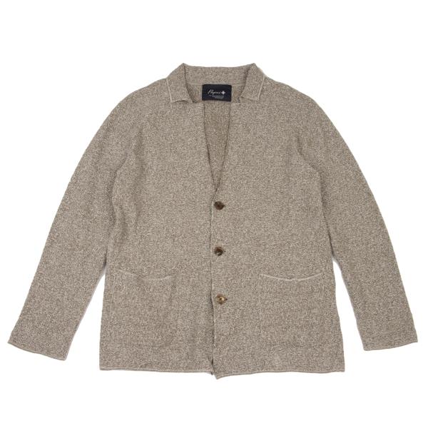 Papas Brown Cotton Linen Tailored Knit Jacket Size M