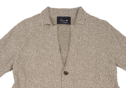 Papas Brown Cotton Linen Tailored Knit Jacket Size M