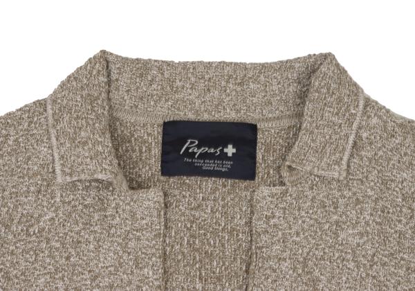 Papas Brown Cotton Linen Tailored Knit Jacket Size M