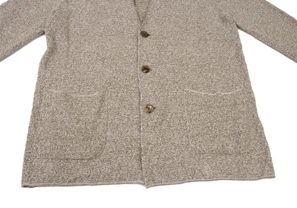 Papas Brown Cotton Linen Tailored Knit Jacket Size M