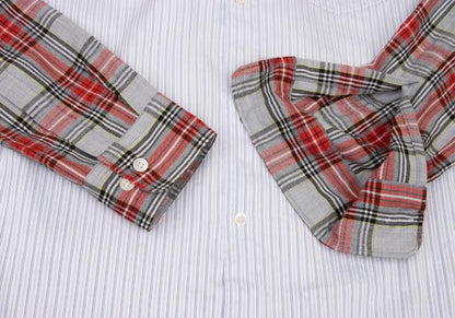 COMME des GARCONS HOMME DEUX Sleeve Check Shirt Blue Size S