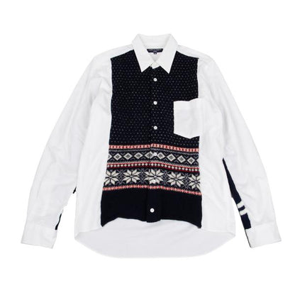 COMME des GARCONS HOMME Fair Isle Knit Shirt White Size M