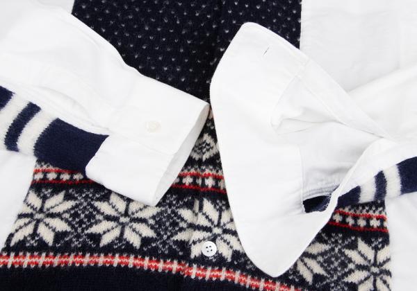 COMME des GARCONS HOMME Fair Isle Knit Shirt White Size M