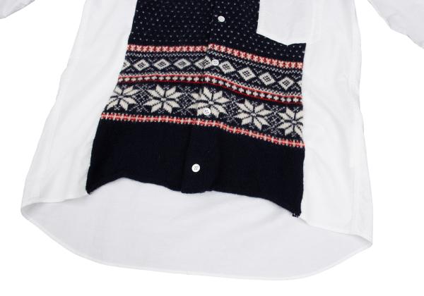 COMME des GARCONS HOMME Fair Isle Knit Shirt White Size M