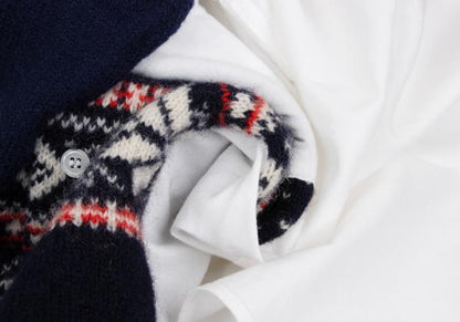 COMME des GARCONS HOMME Fair Isle Knit Shirt White Size M