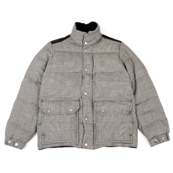 COMME des GARCONS HOMME Wool Leather Black Off-White Down Jacket Size XS
