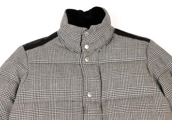 COMME des GARCONS HOMME Wool Leather Black Off-White Down Jacket Size XS