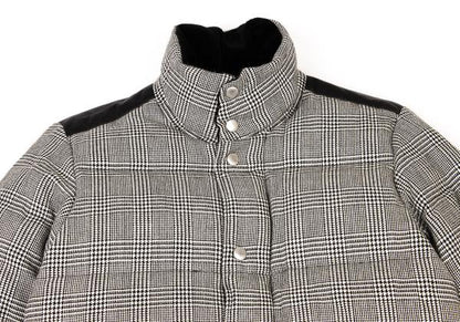 COMME des GARCONS HOMME Wool Leather Black Off-White Down Jacket Size XS