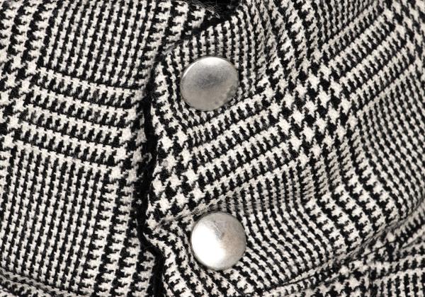 COMME des GARCONS HOMME Wool Leather Black Off-White Down Jacket Size XS
