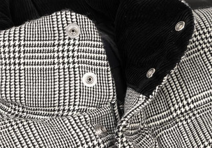 COMME des GARCONS HOMME Wool Leather Black Off-White Down Jacket Size XS