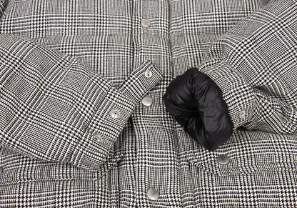 COMME des GARCONS HOMME Wool Leather Black Off-White Down Jacket Size XS