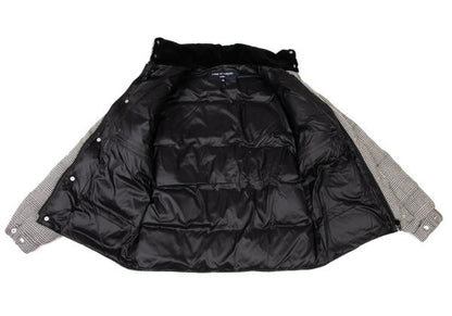 COMME des GARCONS HOMME Wool Leather Black Off-White Down Jacket Size XS