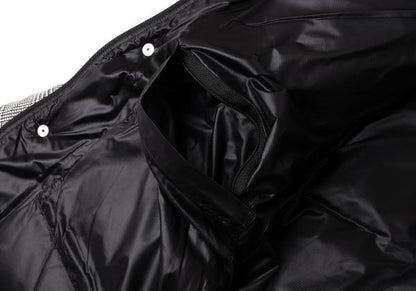 COMME des GARCONS HOMME Wool Leather Black Off-White Down Jacket Size XS