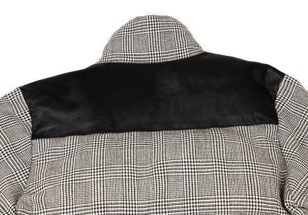 COMME des GARCONS HOMME Wool Leather Black Off-White Down Jacket Size XS