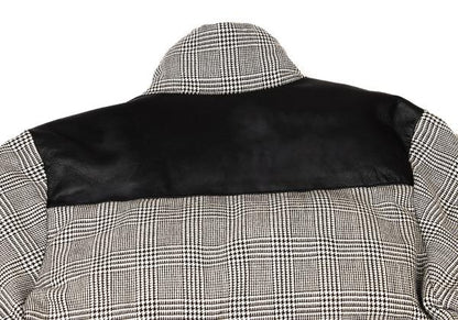 COMME des GARCONS HOMME Wool Leather Black Off-White Down Jacket Size XS