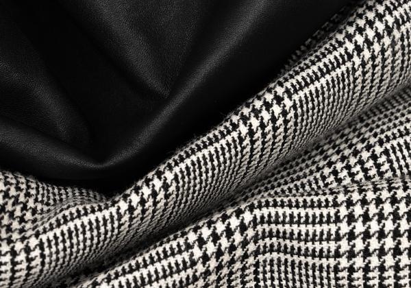 COMME des GARCONS HOMME Wool Leather Black Off-White Down Jacket Size XS
