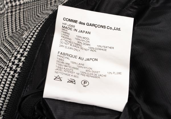 COMME des GARCONS HOMME Wool Leather Black Off-White Down Jacket Size XS