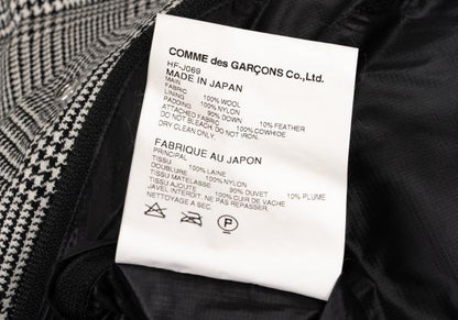 COMME des GARCONS HOMME Wool Leather Black Off-White Down Jacket Size XS