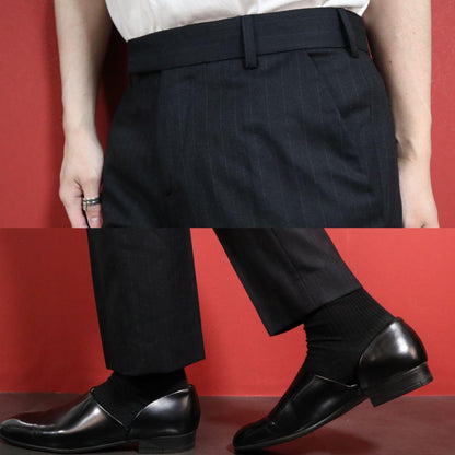 Raf Simons Archive Wool Ankle Tapered Striped Slacks Size 46