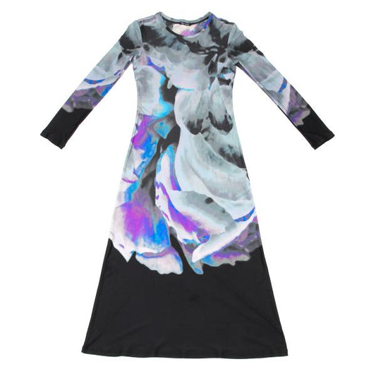 ISSEY MIYAKE Graphic Print Stretch Midi Dress Gray Size M
