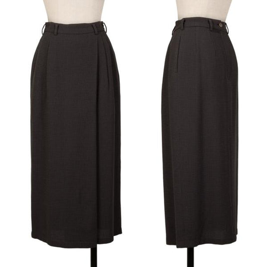 JURGEN LEHL Wool Design Weave Tuck Midi Skirt Gray Size M