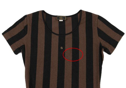 FENDI Cotton Striped Terry T-Shirt Black Size S