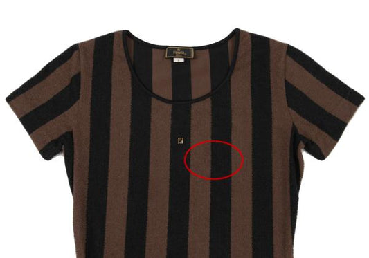 FENDI Cotton Striped Terry T-Shirt Black Size S
