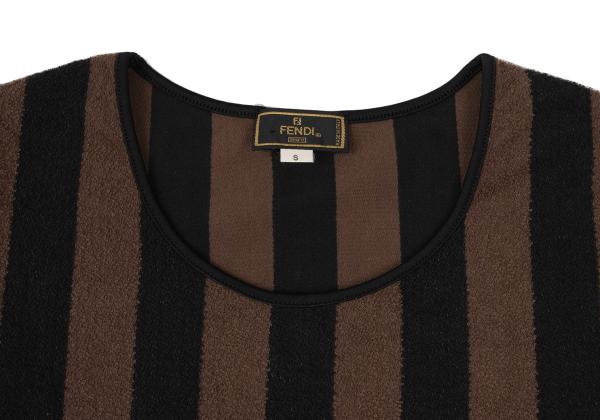 FENDI Cotton Striped Terry T-Shirt Black Size S