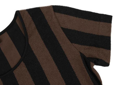 FENDI Cotton Striped Terry T-Shirt Black Size S